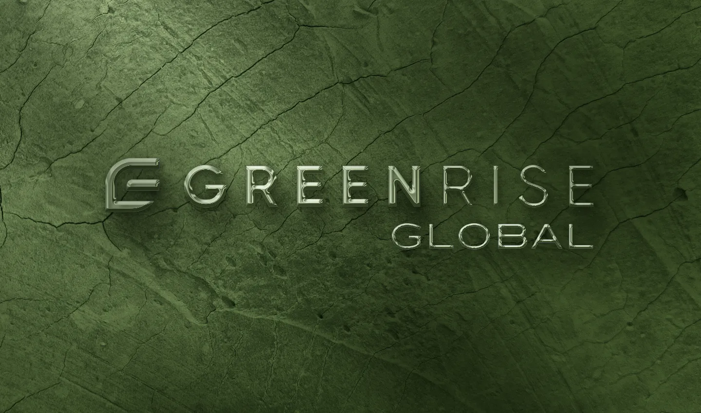 The logo for Greenrise global is set on a green natural background